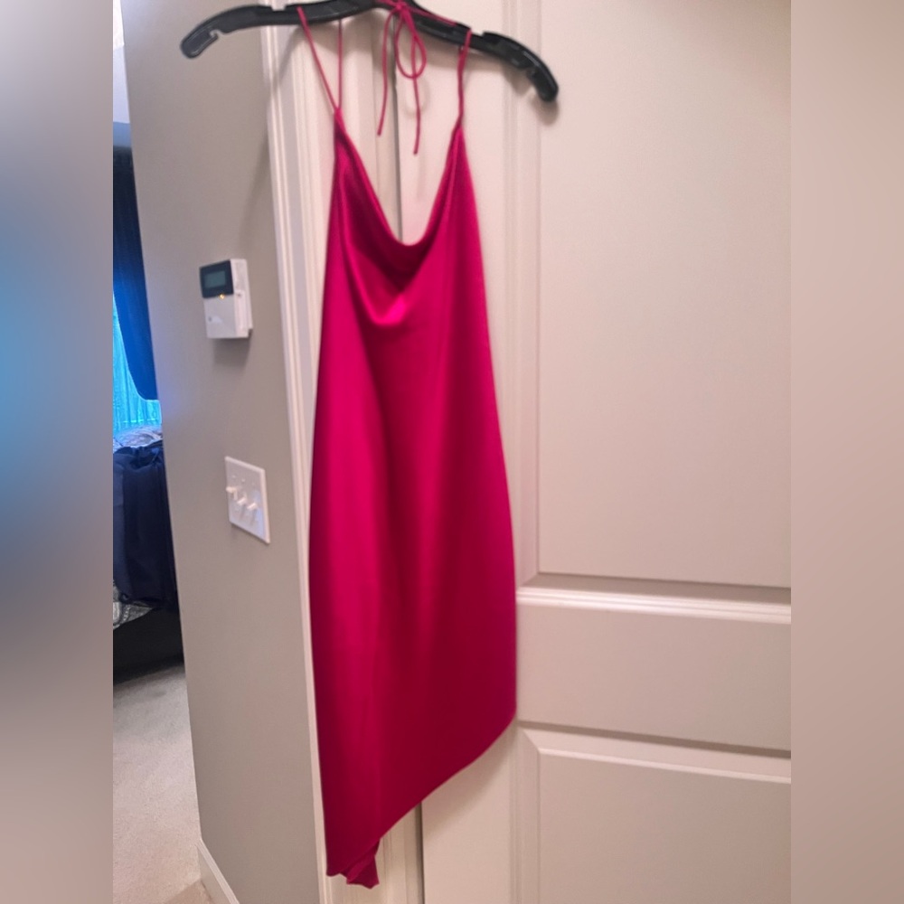 Alice + Olivia raspberry slip dress with angle hem.  Size 2.